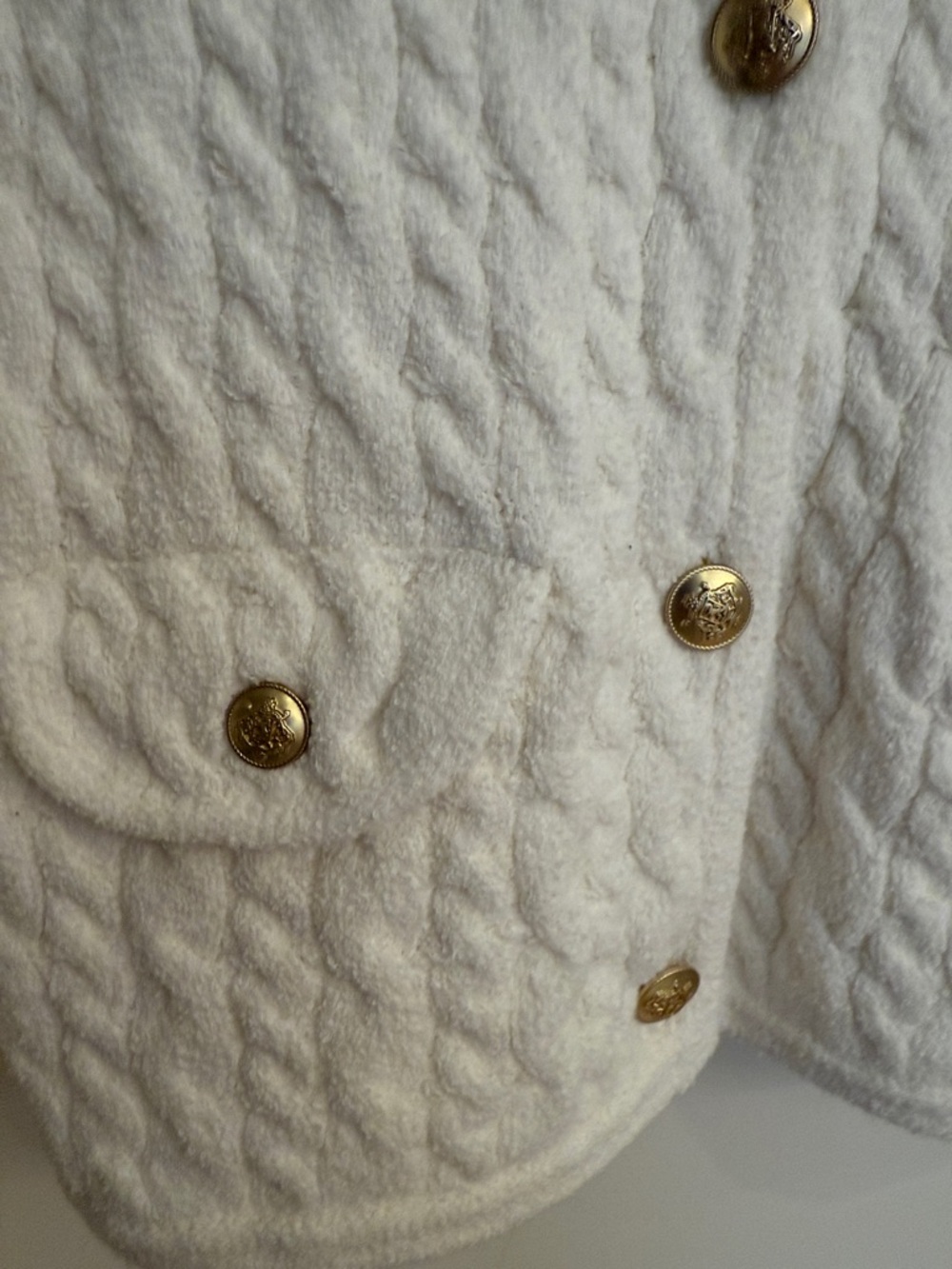 J. Crew Odette Ivory Cable Knit Cropped Lady Jacket with Gold Buttons NWT - Picture 5 of 6